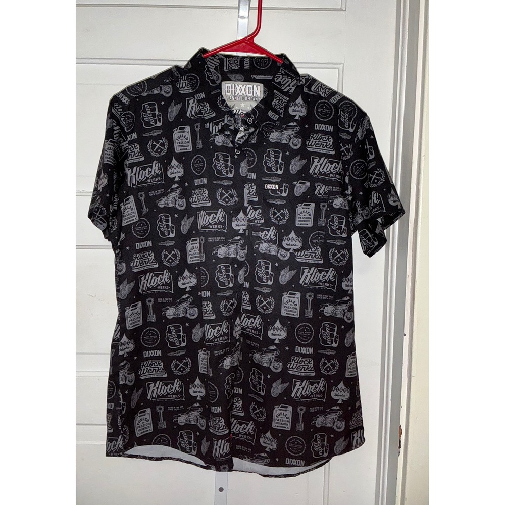 Dixxon Flannel Co x Klock Werks Mens Short Sleeve Button Up Shirt Black Large